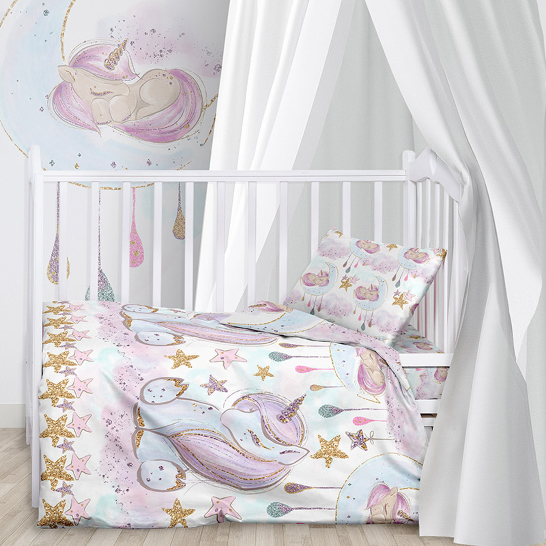 КПБ в детскую кроватку поплин Juno <695864 Unicorns>