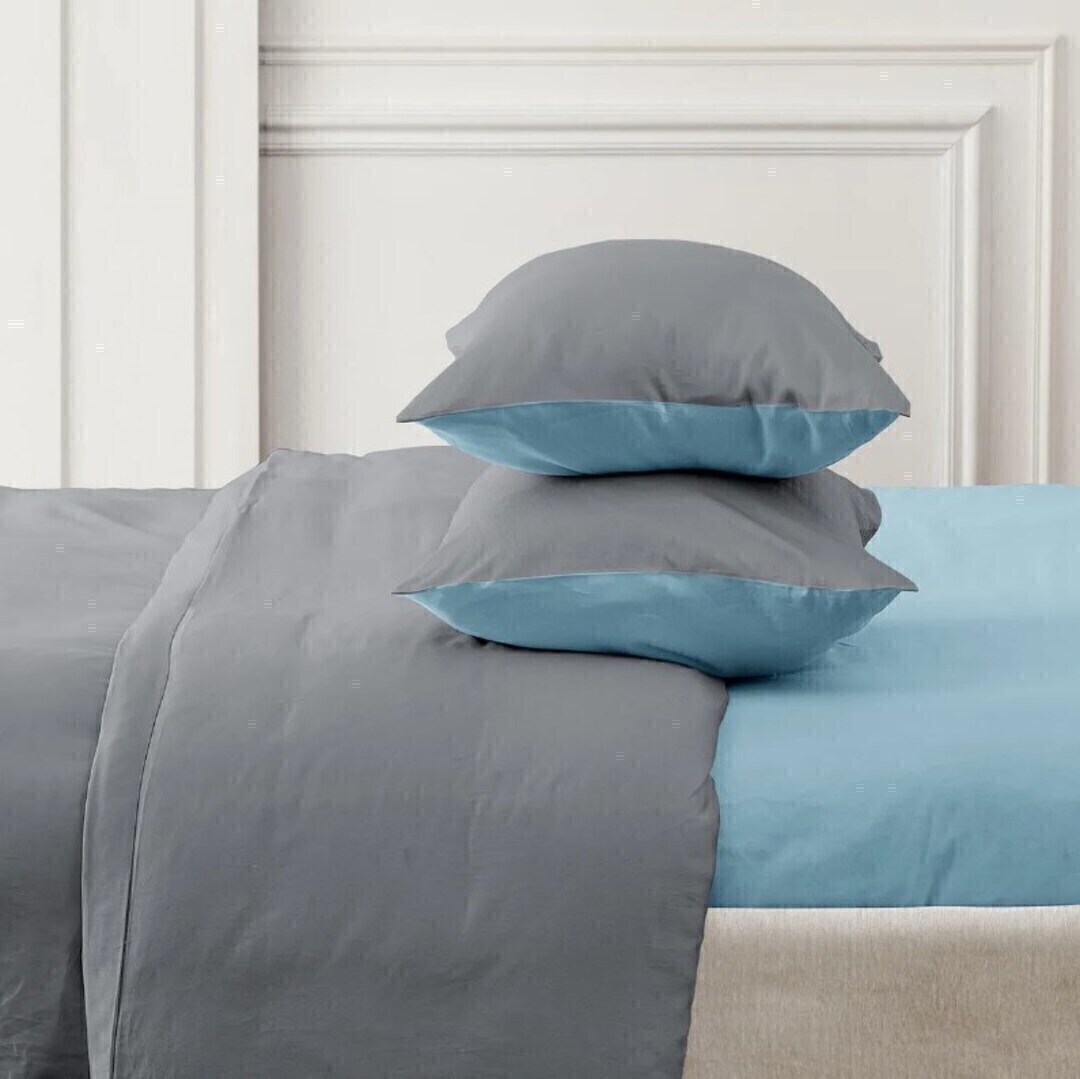 КПБ семейный перкаль Унисон <86061-13/86018-6 Grigio  Unicolor>
