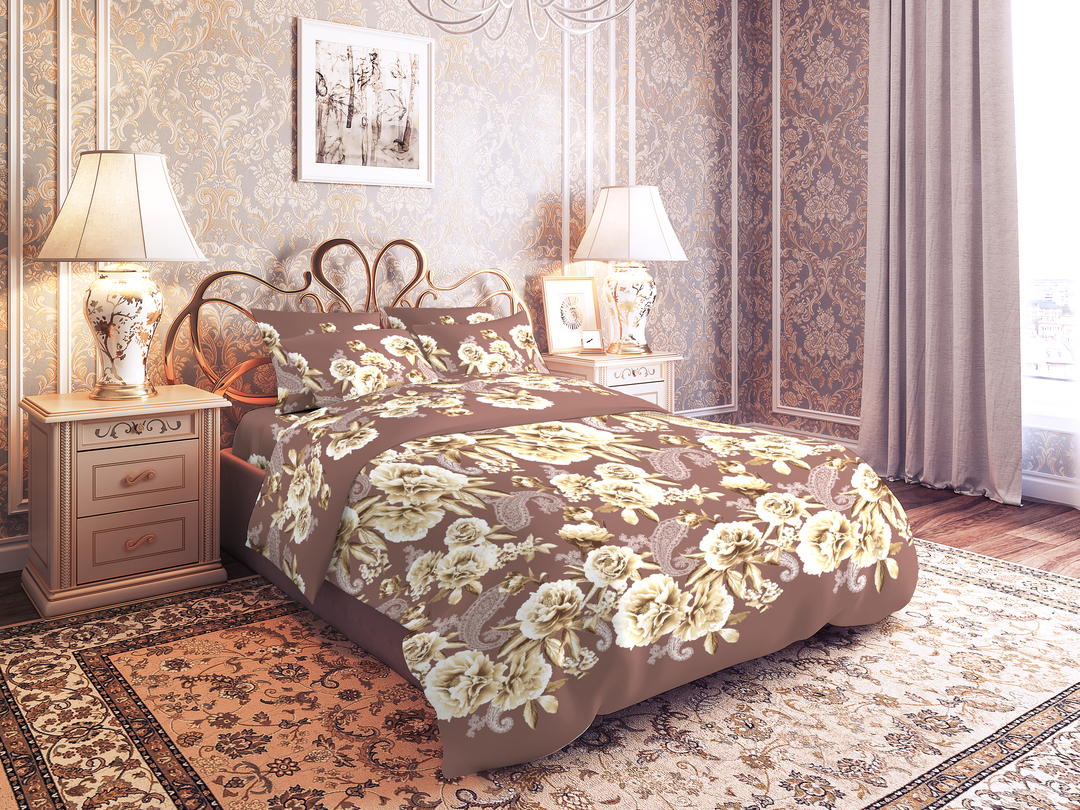 Простыня 2сп бязь 125 (180*210) Реноме <7762-3 Камилла> (арт.35/105)