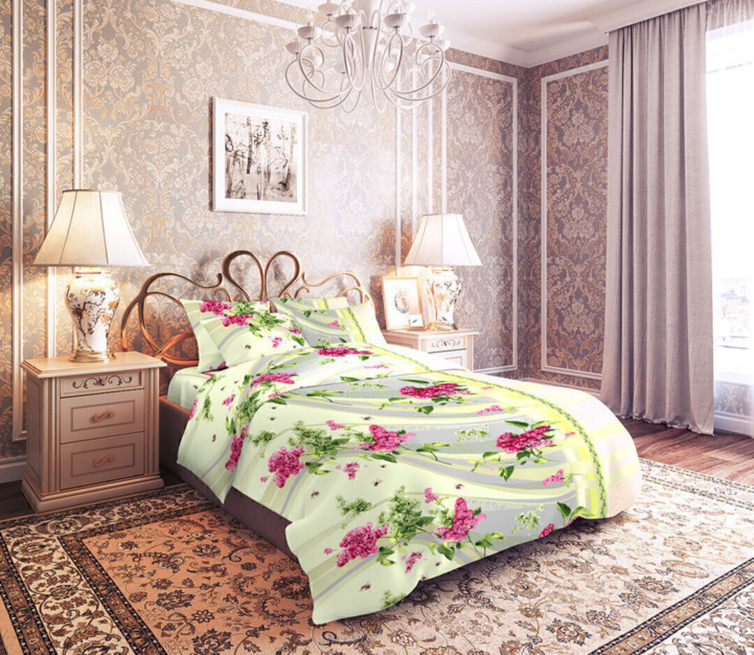 Простыня 1,5сп бязь 125 (150*210) Реноме <3675-1 Сирень> (арт.35/103)