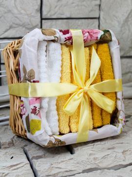 Набор салфеток в подарочной корзинке Cherir/Черир М<4290018-3,  6 предметов 30*30 желтый>