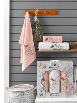 Набор полотенец махровых Papillon Merzuka<3 предмета 50*90-2шт+70*140, оранжевый> (арт.10169,10170)