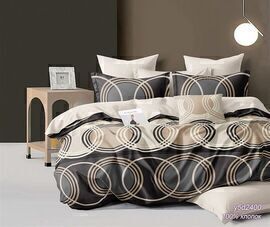 КПБ поплин Оливковая коллекция с простыней на резинке Реноме 