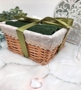 Набор салфеток в подарочной корзинке Cherir/Черир М<4290013,  6 предметов 28*28-2+30*30-4 зеленый>