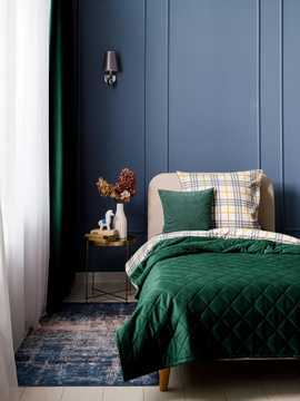 Покрывало стеганое велюровое MONACO Decor Magic, NORMA, EMERALD<NORMA, 200*220, Евро, EMERALD>